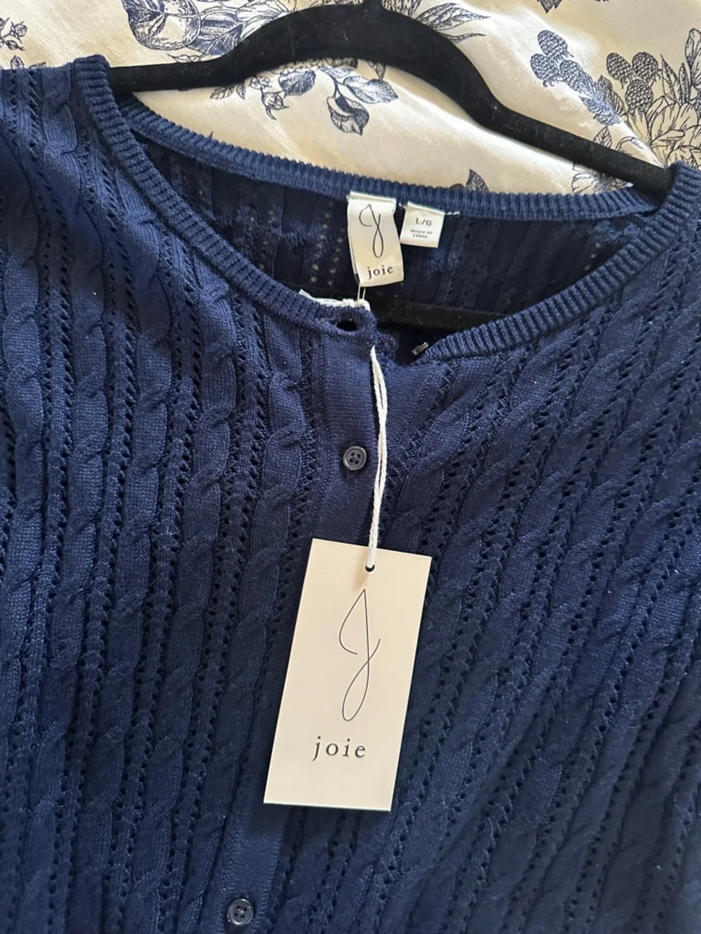Joie navy sweater and floral matching skirt set size large NWT - Picture 3 of 4